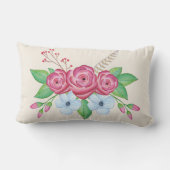 ロマンチックでかわいらしい水彩画の花の花束 ランバークッション (裏面)