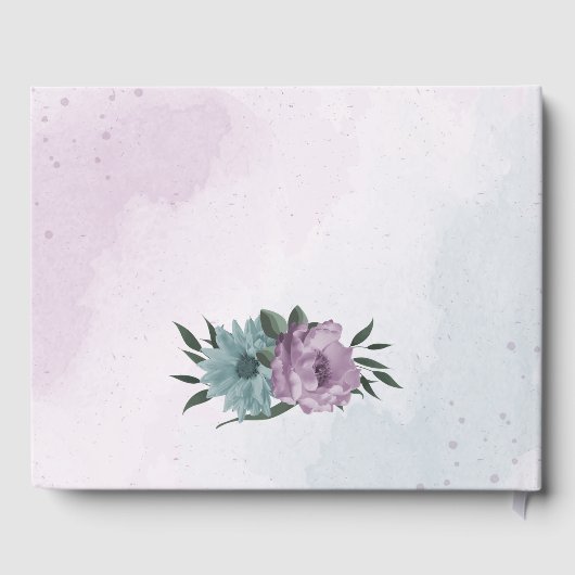 ロマンチックでほこりっぽい紫と青結婚の花の流行 ゲストブック (裏面)