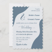 ロマンチックでエレガントなダスティーブルーの結婚式 招待状 (正面)