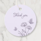 ロマンチックでエレガントなマウブの花のウェディング フェイバータグ (正面)