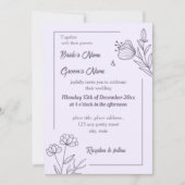 ロマンチックでエレガントなマウブの花のウェディング 招待状 (正面)