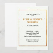 ロマンチックでエレガントな白と金のウェディング招待状 招待状 (正面/裏面)