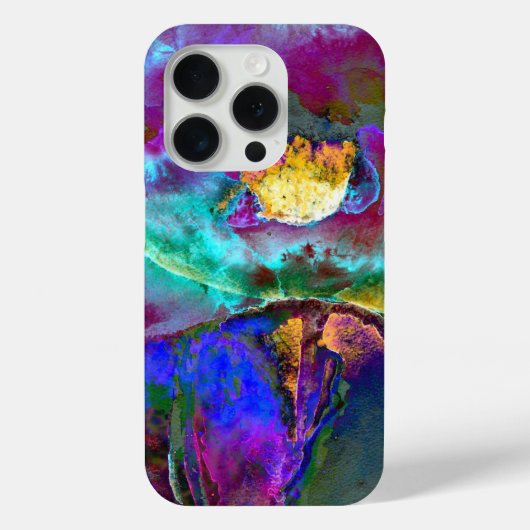 ロマンチックでエレガントな紫と青緑の花の絵 Case-Mate iPhoneケース (裏面)