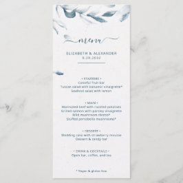 ロマンチックでエレガントな青い水彩画のシンプルな結婚式 メニュー