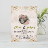 ロマンチックでタイムレスな結婚式の招待状 フローラル Save The Date 招待状 (スタンド正面)
