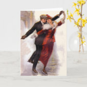 ロマンチックでビクトリアンなカップルのアイススケートカード カード (黄色い花)