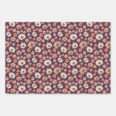 ロマンチックでムーディなプラムパープルの花柄 ウェディングシャワー ラッピングペーパーシート (正面)