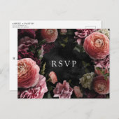 ロマンチックでムーディピンクのフローラ | RSVPポストカード ポストカード (正面/裏面)