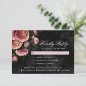 ロマンチックでムーディースピンクブーケ |食事のオプション 出欠カード (スタンド正面)