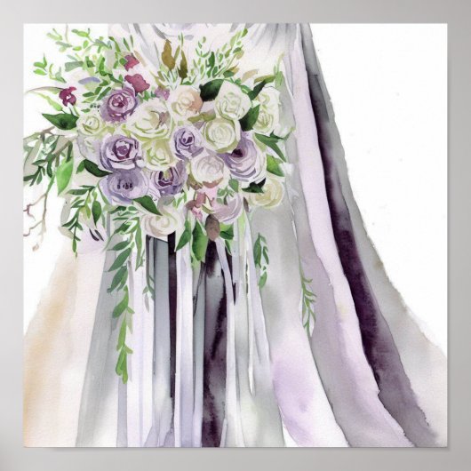 ロマンチックでメイヴ、ブライダルカスケーディングブーケ1、 ポスター (正面)