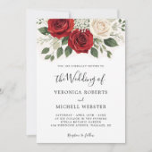 ロマンチックで上品な美しい花のローズウェディング 招待状 (正面)