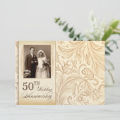 ロマンチックで上品な50周年記念写真招待状 招待状 (スタンド正面)