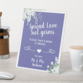 ロマンチックで優しい花のウェディング Covid 安全マスク 台座サイン (インサイチュ)