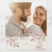 ロマンチックで優美なフローラ春の結婚式写真 ワインラベル (シングルラベル)