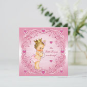 ロマンチックで小さいプリンセス愛ハートのベビーシャワー 招待状 (スタンド正面)