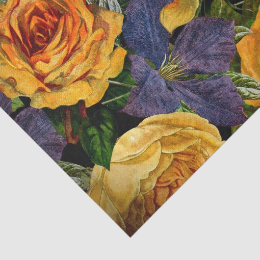 ロマンチックで暗いヴィンテージのばら色の花模様 薄葉紙 (詳細)