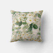ロマンチックで滑らかな白い花と緑の葉花 クッション (裏面)