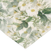 ロマンチックで滑らかな白い花と緑の葉花 ショートテーブルランナー (コーナー)