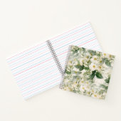 ロマンチックで滑らかな白い花と緑の葉花 ノートブック (内部)