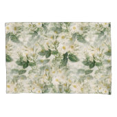 ロマンチックで滑らかな白い花と緑の葉花 枕カバー (正面左)