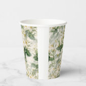 ロマンチックで滑らかな白い花と緑の葉花 紙コップ (右)