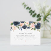 ロマンチックで甘い海軍のフローラブックベビーカード 招待状 (スタンド正面)