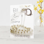 ロマンチックで白い結婚式の真珠のデザイン カード (黄色い花)