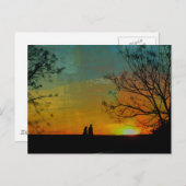 ロマンチックで穏やかな夕暮れ絵画のカップル ポストカード (正面/裏面)