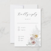 ロマンチックで繊細なフローラ結婚書道 出欠カード (正面)