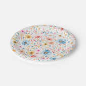 ロマンチックで繊細な水彩花のガーデンパーティー ペーパープレート (アングル)