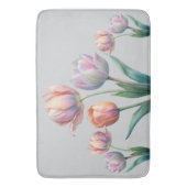 ロマンチックで詩的なパステルチューリップウォータカラー バスマット (正面縦)
