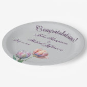 ロマンチックで詩的なパステルチューリップウォータカラー ペーパープレート (アングル)