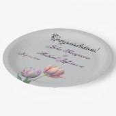 ロマンチックで詩的なパステルチューリップウォータカラー ペーパープレート (アングル)