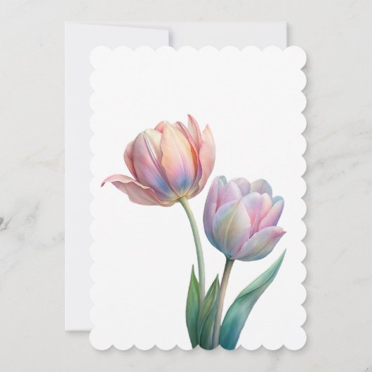 ロマンチックで詩的なパステルチューリップウォータカラー 招待状 (裏面)