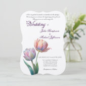 ロマンチックで詩的なパステルチューリップウォータカラー 招待状 (スタンド正面)