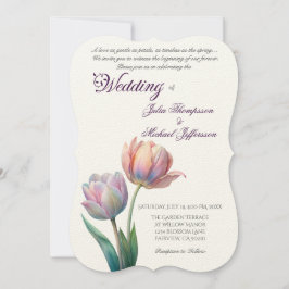 ロマンチックで詩的なパステルチューリップウォータカラー 招待状