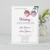 ロマンチックで詩的なパステルチューリップウォータカラー 箔招待状 (立ち正面)