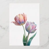 ロマンチックで詩的なパステルチューリップウォータカラー 箔招待状 (裏面)