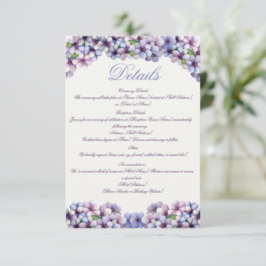 ロマンチックで詩的なパステル薄紫ウォーターカラー エンクロージャーカード (スタンド正面)