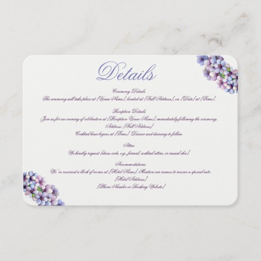 ロマンチックで詩的なパステル薄紫ウォーターカラー エンクロージャーカード (正面)