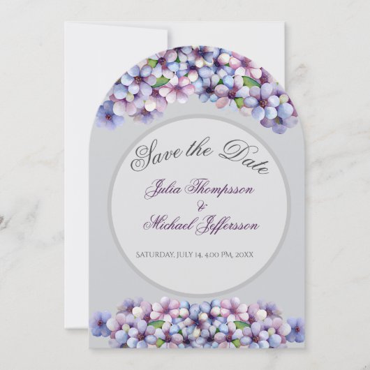 ロマンチックで詩的なパステル薄紫ウォーターカラー 招待状 (正面)