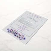 ロマンチックで詩的なパステル薄紫ウォーターカラー 箔招待状 (回転した状態)