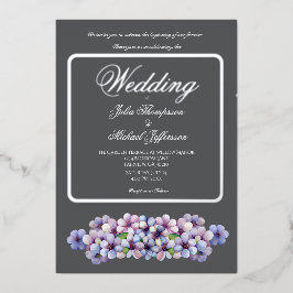 ロマンチックで詩的なパステル薄紫ウォーターカラー 箔招待状