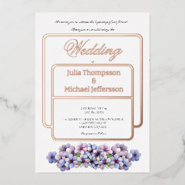 ロマンチックで詩的なパステル薄紫ウォーターカラー 箔招待状