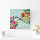 ロマンチックで豪華なX |はあなたの生命開花を可能にしました スクエア壁時計 (ホーム)