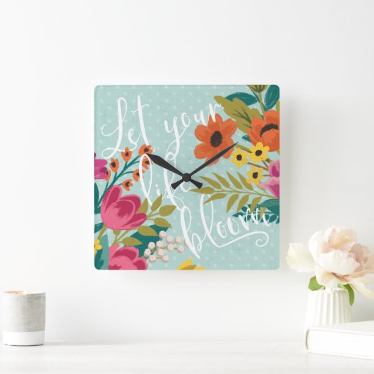 ロマンチックで豪華なX |はあなたの生命開花を可能にしました スクエア壁時計 (ホーム)