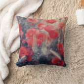 ロマンチックで赤いケシ分野のモダンのクッション クッション (ブランケット)