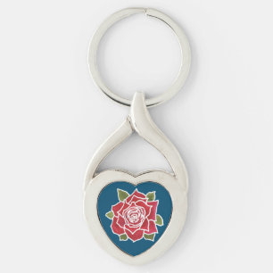 ロマンチックで赤いバラハート形のKeychain キーホルダー