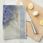 ロマンチックで青いアジサイ キッチンタオル (四つ折り)