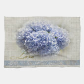 ロマンチックで青いアジサイ キッチンタオル (横)